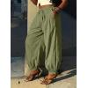 imageCicy Bell Womens Baggy Pleated Harem Pants Summer Elastic High Waisted Wide Leg Balloon Cotton Lounge PantsArmy Green