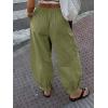 imageCicy Bell Womens Baggy Pleated Harem Pants Summer Elastic High Waisted Wide Leg Balloon Cotton Lounge PantsArmy Green