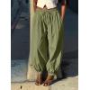 imageCicy Bell Womens Baggy Pleated Harem Pants Summer Elastic High Waisted Wide Leg Balloon Cotton Lounge PantsArmy Green