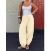 imageCicy Bell Womens Baggy Pleated Harem Pants Summer Elastic High Waisted Wide Leg Balloon Cotton Lounge PantsBeige