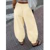 imageCicy Bell Womens Baggy Pleated Harem Pants Summer Elastic High Waisted Wide Leg Balloon Cotton Lounge PantsBeige