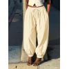 imageCicy Bell Womens Baggy Pleated Harem Pants Summer Elastic High Waisted Wide Leg Balloon Cotton Lounge PantsBeige