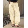 imageCicy Bell Womens Baggy Pleated Harem Pants Summer Elastic High Waisted Wide Leg Balloon Cotton Lounge PantsBeige