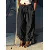 imageCicy Bell Womens Baggy Pleated Harem Pants Summer Elastic High Waisted Wide Leg Balloon Cotton Lounge PantsBlack