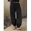 imageCicy Bell Womens Baggy Pleated Harem Pants Summer Elastic High Waisted Wide Leg Balloon Cotton Lounge PantsBlack