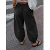 imageCicy Bell Womens Baggy Pleated Harem Pants Summer Elastic High Waisted Wide Leg Balloon Cotton Lounge PantsBlack