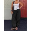 imageCicy Bell Womens Baggy Pleated Harem Pants Summer Elastic High Waisted Wide Leg Balloon Cotton Lounge PantsBlack