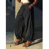 imageCicy Bell Womens Baggy Pleated Harem Pants Summer Elastic High Waisted Wide Leg Balloon Cotton Lounge PantsBlack