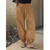 imageCicy Bell Womens Baggy Pleated Harem Pants Summer Elastic High Waisted Wide Leg Balloon Cotton Lounge PantsBrown