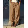 imageCicy Bell Womens Baggy Pleated Harem Pants Summer Elastic High Waisted Wide Leg Balloon Cotton Lounge PantsBrown