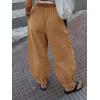 imageCicy Bell Womens Baggy Pleated Harem Pants Summer Elastic High Waisted Wide Leg Balloon Cotton Lounge PantsBrown