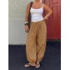 imageCicy Bell Womens Baggy Pleated Harem Pants Summer Elastic High Waisted Wide Leg Balloon Cotton Lounge PantsBrown