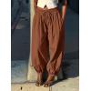 imageCicy Bell Womens Baggy Pleated Harem Pants Summer Elastic High Waisted Wide Leg Balloon Cotton Lounge PantsCaramel