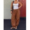 imageCicy Bell Womens Baggy Pleated Harem Pants Summer Elastic High Waisted Wide Leg Balloon Cotton Lounge PantsCaramel