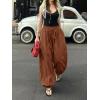 imageCicy Bell Womens Baggy Pleated Harem Pants Summer Elastic High Waisted Wide Leg Balloon Cotton Lounge PantsCaramel