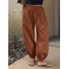 imageCicy Bell Womens Baggy Pleated Harem Pants Summer Elastic High Waisted Wide Leg Balloon Cotton Lounge PantsCaramel