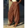 imageCicy Bell Womens Baggy Pleated Harem Pants Summer Elastic High Waisted Wide Leg Balloon Cotton Lounge PantsCaramel