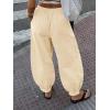 imageCicy Bell Womens Baggy Pleated Harem Pants Summer Elastic High Waisted Wide Leg Balloon Cotton Lounge PantsLight Khaki