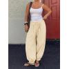 imageCicy Bell Womens Baggy Pleated Harem Pants Summer Elastic High Waisted Wide Leg Balloon Cotton Lounge PantsLight Khaki