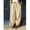 imageCicy Bell Womens Baggy Pleated Harem Pants Summer Elastic High Waisted Wide Leg Balloon Cotton Lounge PantsLight Khaki