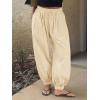 imageCicy Bell Womens Baggy Pleated Harem Pants Summer Elastic High Waisted Wide Leg Balloon Cotton Lounge PantsLight Khaki