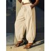 imageCicy Bell Womens Baggy Pleated Harem Pants Summer Elastic High Waisted Wide Leg Balloon Cotton Lounge PantsLight Khaki