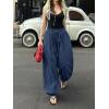imageCicy Bell Womens Baggy Pleated Harem Pants Summer Elastic High Waisted Wide Leg Balloon Cotton Lounge PantsNavy