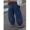 imageCicy Bell Womens Baggy Pleated Harem Pants Summer Elastic High Waisted Wide Leg Balloon Cotton Lounge PantsNavy