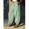 imageCicy Bell Womens Baggy Pleated Harem Pants Summer Elastic High Waisted Wide Leg Balloon Cotton Lounge PantsPea Green