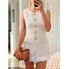 imageCicy Bell Womens Blazer Vest Tops Crew Neck Ruffle Flap Pockets Sleeveless Suit Vests Summer Business Casual OutfitsApricot