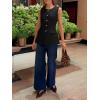 imageCicy Bell Womens Blazer Vest Tops Crew Neck Ruffle Flap Pockets Sleeveless Suit Vests Summer Business Casual OutfitsBlack