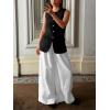 imageCicy Bell Womens Blazer Vest Tops Crew Neck Ruffle Flap Pockets Sleeveless Suit Vests Summer Business Casual OutfitsBlack