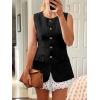 imageCicy Bell Womens Blazer Vest Tops Crew Neck Ruffle Flap Pockets Sleeveless Suit Vests Summer Business Casual OutfitsBlack
