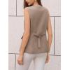 imageCicy Bell Womens Blazer Vest Tops Crew Neck Ruffle Flap Pockets Sleeveless Suit Vests Summer Business Casual OutfitsDark Khaki