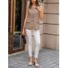 imageCicy Bell Womens Blazer Vest Tops Crew Neck Ruffle Flap Pockets Sleeveless Suit Vests Summer Business Casual OutfitsDark Khaki