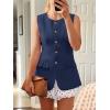 imageCicy Bell Womens Blazer Vest Tops Crew Neck Ruffle Flap Pockets Sleeveless Suit Vests Summer Business Casual OutfitsNavy