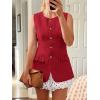 imageCicy Bell Womens Blazer Vest Tops Crew Neck Ruffle Flap Pockets Sleeveless Suit Vests Summer Business Casual OutfitsRed