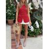 imageCicy Bell Womens Blazer Vest Tops Crew Neck Ruffle Flap Pockets Sleeveless Suit Vests Summer Business Casual OutfitsRed