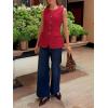 imageCicy Bell Womens Blazer Vest Tops Crew Neck Ruffle Flap Pockets Sleeveless Suit Vests Summer Business Casual OutfitsRed