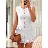 imageCicy Bell Womens Blazer Vest Tops Crew Neck Ruffle Flap Pockets Sleeveless Suit Vests Summer Business Casual OutfitsWhite