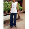 imageCicy Bell Womens Blazer Vest Tops Crew Neck Ruffle Flap Pockets Sleeveless Suit Vests Summer Business Casual OutfitsWhite