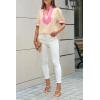 imageCicy Bell Womens Color Block Puff Sleeve Blouses Summer Casual Dressy V Neck Tops Loose Fit Tee ShirtsBeige