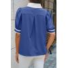 imageCicy Bell Womens Color Block Puff Sleeve Blouses Summer Casual Dressy V Neck Tops Loose Fit Tee ShirtsRoyal Blue