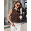 imageCicy Bell Womens Denim Tank Tops Crew Neck Summer Casual Sleeveless Shirts Cropped Loose Fit Jean VestsLeopard Brown