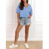 imageCicy Bell Womens Oversized Crop TShirts Summer V Neck Short Sleeve Tops Casual Loose Fit Curved Hem Boxy Tee ShirtBlue