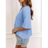imageCicy Bell Womens Oversized Crop TShirts Summer V Neck Short Sleeve Tops Casual Loose Fit Curved Hem Boxy Tee ShirtBlue