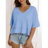 imageCicy Bell Womens Oversized Crop TShirts Summer V Neck Short Sleeve Tops Casual Loose Fit Curved Hem Boxy Tee ShirtBlue