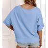 imageCicy Bell Womens Oversized Crop TShirts Summer V Neck Short Sleeve Tops Casual Loose Fit Curved Hem Boxy Tee ShirtBlue