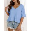 imageCicy Bell Womens Oversized Crop TShirts Summer V Neck Short Sleeve Tops Casual Loose Fit Curved Hem Boxy Tee ShirtBlue