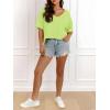imageCicy Bell Womens Oversized Crop TShirts Summer V Neck Short Sleeve Tops Casual Loose Fit Curved Hem Boxy Tee ShirtFluorescent Green